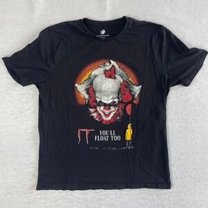 IT Movie T Shirt Mens Large Black Pennywise‎ You'll Float Too Graphic Tee